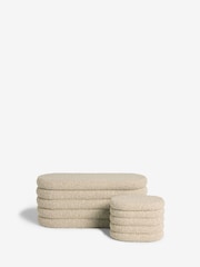 Tweedy Boucle Mink Otis Ottoman And Stool Set - Image 7 of 9