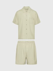 Calvin Klein Green Button Down Shirt & Shorts Set - Image 4 of 4