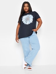 Yours Curve Blue 'West Coast' Slogan T-Shirt - Image 2 of 5