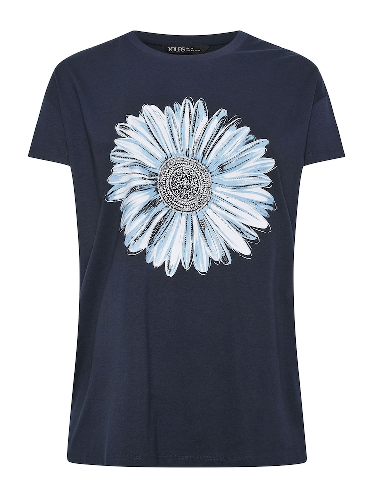 Yours Curve Blue 'West Coast' Slogan T-Shirt - Image 5 of 5