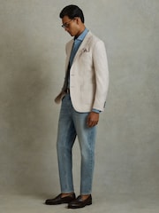 Reiss Stone Aphrodite Single Breasted Blazer With Cotton - Image 1 of 10
