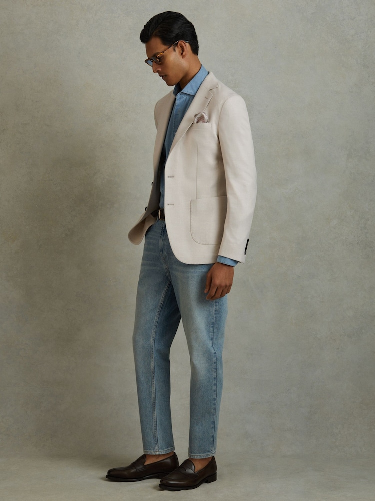 Reiss Stone Aphrodite Single Breasted Blazer With Cotton - Image 1 of 10