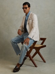 Reiss Stone Aphrodite Single Breasted Blazer With Cotton - Image 3 of 10