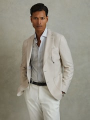 Reiss Stone Aphrodite Single Breasted Blazer With Cotton - Image 5 of 10