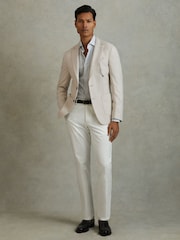 Reiss Stone Aphrodite Single Breasted Blazer With Cotton - Image 7 of 10