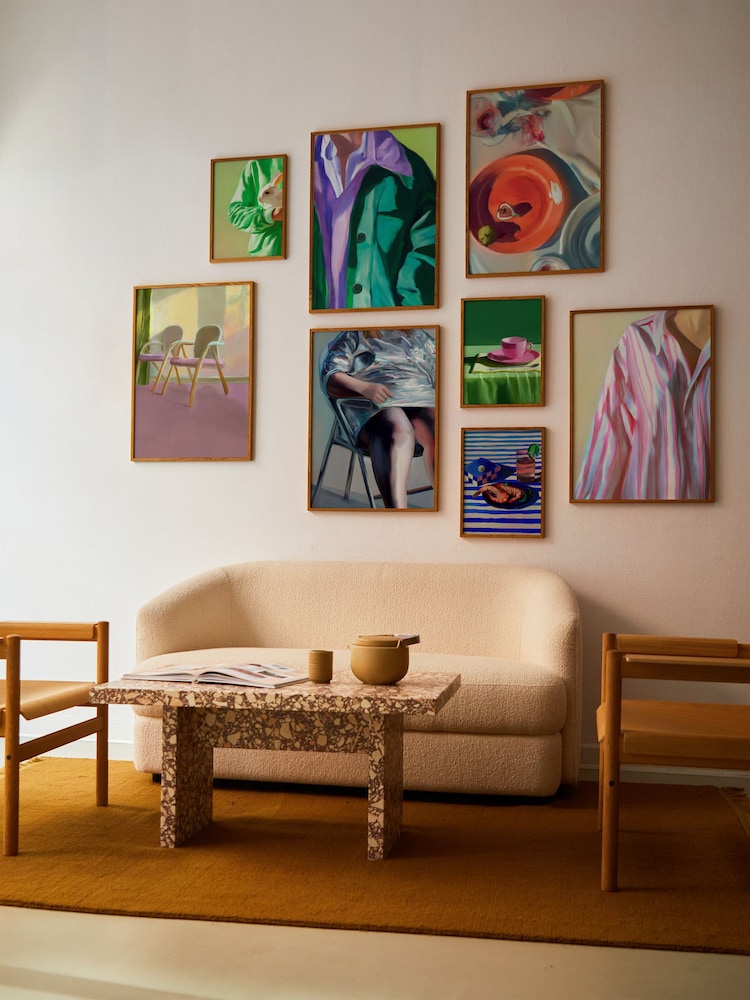 Paper Collective Blue Shrimp & Stripes Framed Wall Art Print in Natural Oak Frame - Image 3 of 3
