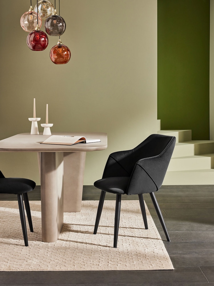 MADE.COM Set of 2 Charcoal Black Lule Arm Dining Chairs - Image 1 of 3