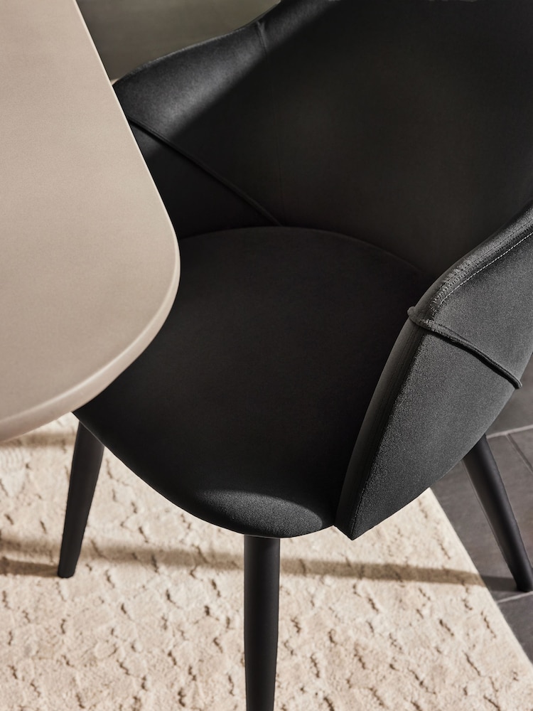 MADE.COM Set of 2 Charcoal Black Lule Arm Dining Chairs - Image 3 of 3