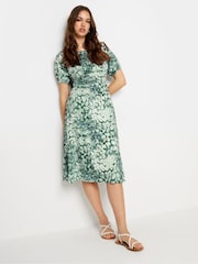 Long Tall Sally Green LTS Tall Sage Green Animal Print Midi Dress - Image 1 of 5