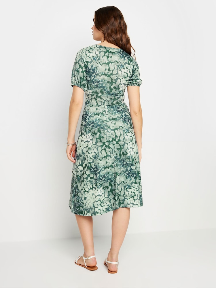 Long Tall Sally Green LTS Tall Sage Green Animal Print Midi Dress - Image 3 of 5