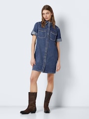 NOISY MAY Blue 100% Cotton Utility Denim Dress - Image 1 of 6