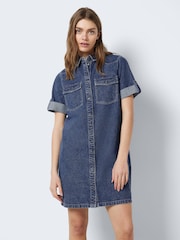 NOISY MAY Blue 100% Cotton Utility Denim Dress - Image 4 of 6
