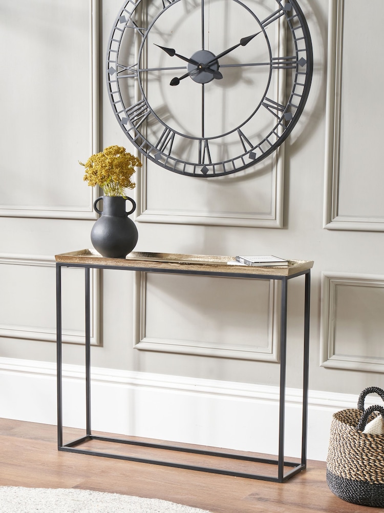 Pacific Gold Franklin Cast Metal Console Table - Image 1 of 6