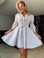 Girl In Mind Blue Oakley Mini Shirt Dress - Image 3 of 4