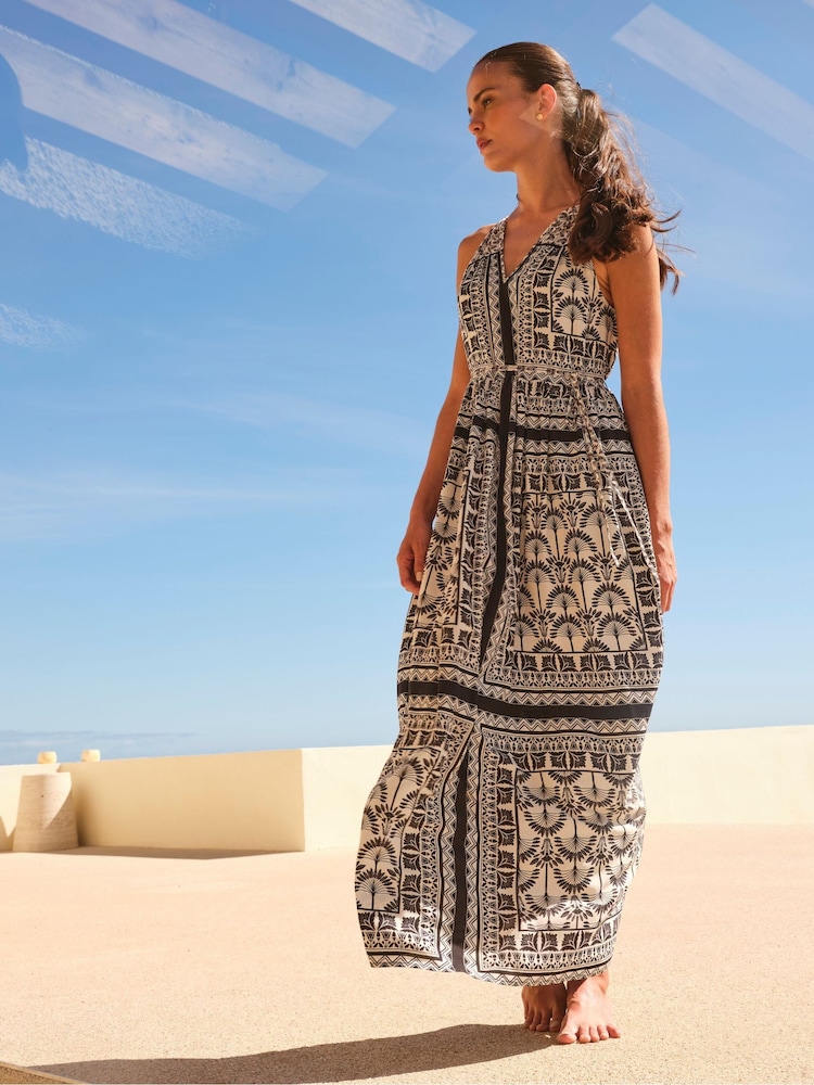 FatFace Maya Black Palace Scarf Maxi Dress - Image 1 of 9