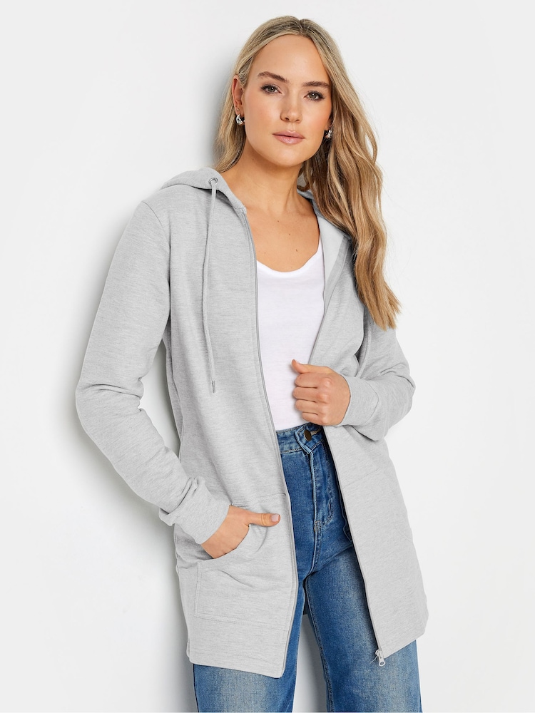 Long Tall Sally Grey 100% Cotton Longline Hoodie - Image 1 of 4