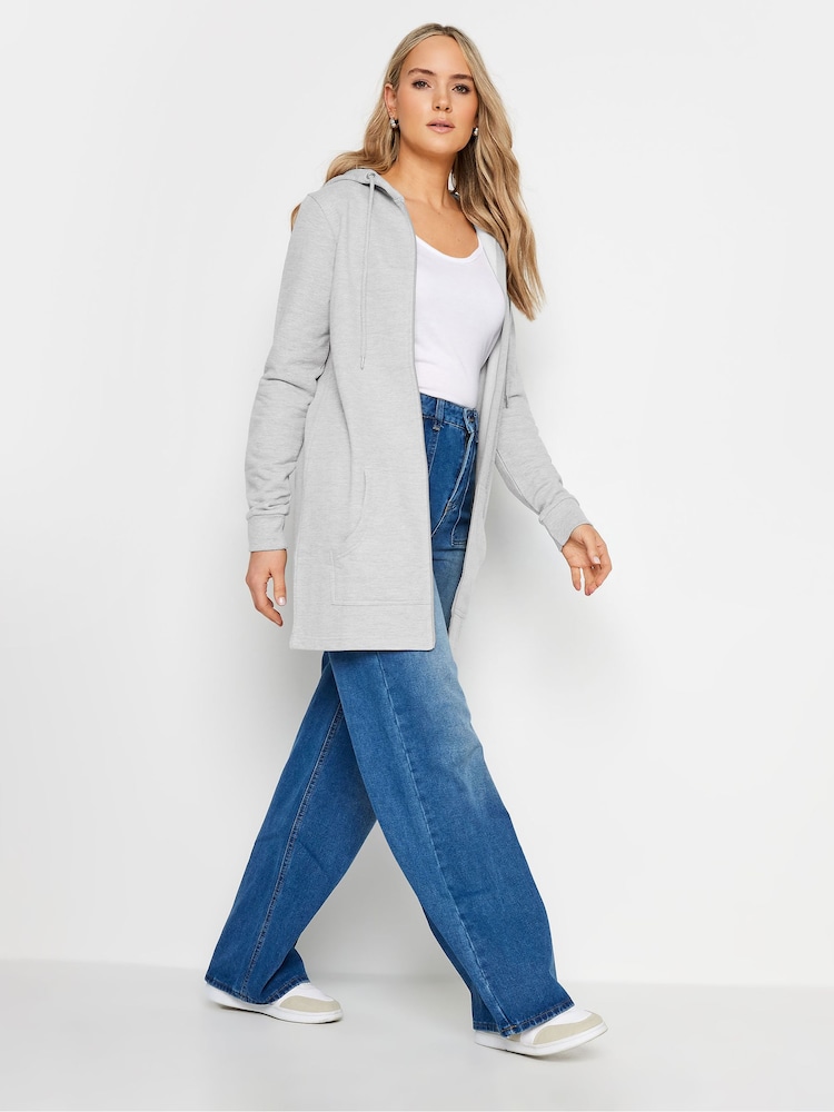 Long Tall Sally Grey 100% Cotton Longline Hoodie - Image 2 of 4