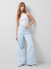 French Connection Blue Hadley Ateena Twill Trousers - Image 1 of 4