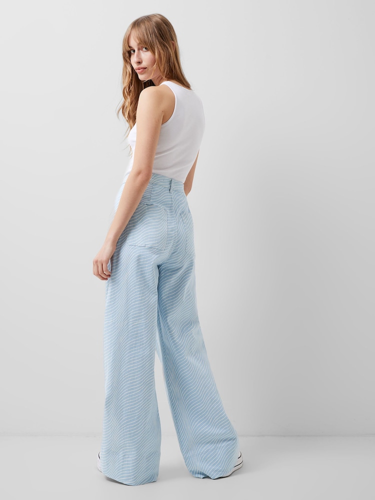 French Connection Blue Hadley Ateena Twill Trousers - Image 2 of 4