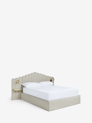 Soft Texture Light Grey Adele Upholstered Hotel Bed Frame with Ottoman Storage, Bedside Tables and Lights - Image 7 of 9