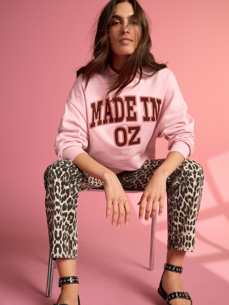 Pink/Berry Official Wicked Movie License Made In Oz Graphic Crew Neck Sweatshirt - Image 2 of 7