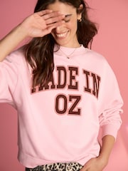 Pink/Berry Official Wicked Movie License Made In Oz Graphic Crew Neck Sweatshirt - Image 4 of 7