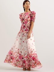 Ted Baker Robe longue Alviano à manches bouffantes - Image 1 of 6