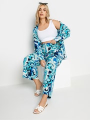 Yours Curve Blue Limited Collection Abstract Print Boyfriend Shirt - Image 4 of 6