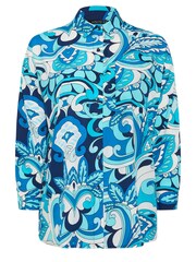 Yours Curve Blue Limited Collection Abstract Print Boyfriend Shirt - Image 6 of 6