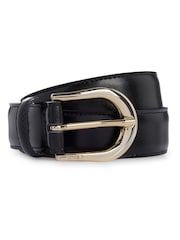 BOSS Black Italian-Leather Belt With Logo-Engraved Buckle - Image 1 of 3