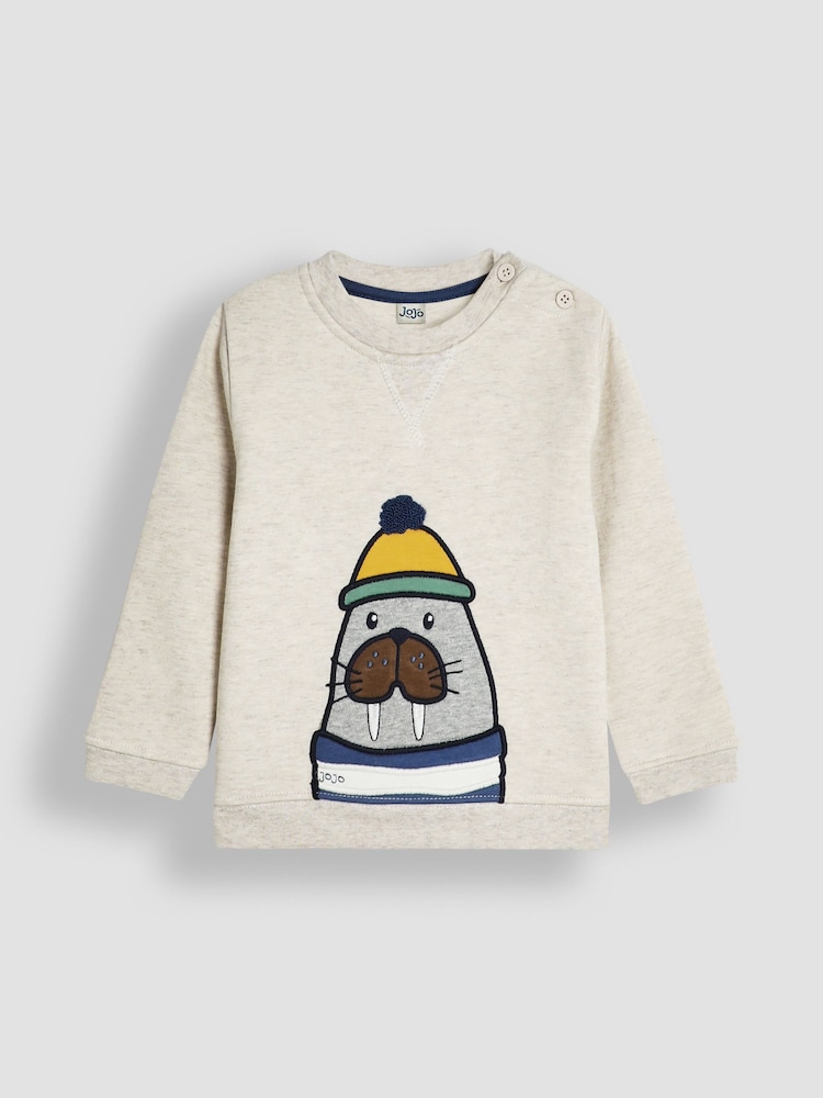 JoJo Maman Bébé Natural Appliqué Sweatshirt - Image 1 of 3
