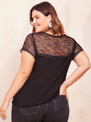 Curves Like These Black Short Sleeve Lace Top - Image 4 of 4
