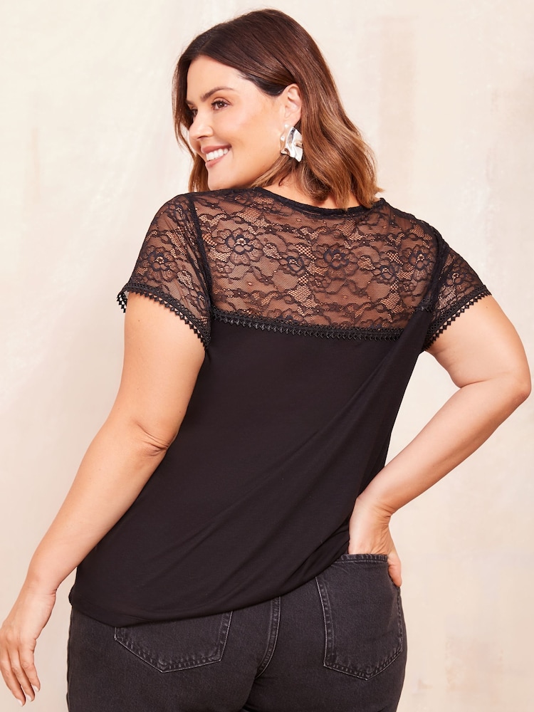Curves Like These Black Short Sleeve Lace Top - Image 4 of 4