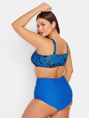 Yours Curve Cobalt Blue Chain Detail Bikini Top - Image 3 of 6