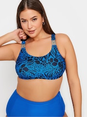 Yours Curve Cobalt Blue Chain Detail Bikini Top - Image 4 of 6