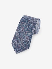 Navy Blue/Purple Floral Pattern Tie - Image 1 of 3