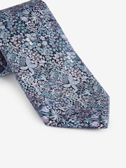 Navy Blue/Purple Floral Pattern Tie - Image 2 of 3
