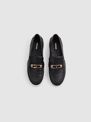 Reiss Black Adelina Leather Loafer Trainers - Image 3 of 5