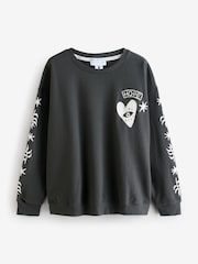 Never Fully Dressed Charcoal Grey Hope Cotton Embroidered Sweatshirt - Image 1 of 2