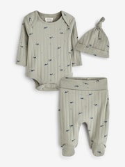 Mamas & Papas Grey 100% Cotton Whale Print All In One Set 3 Piece - Image 1 of 4