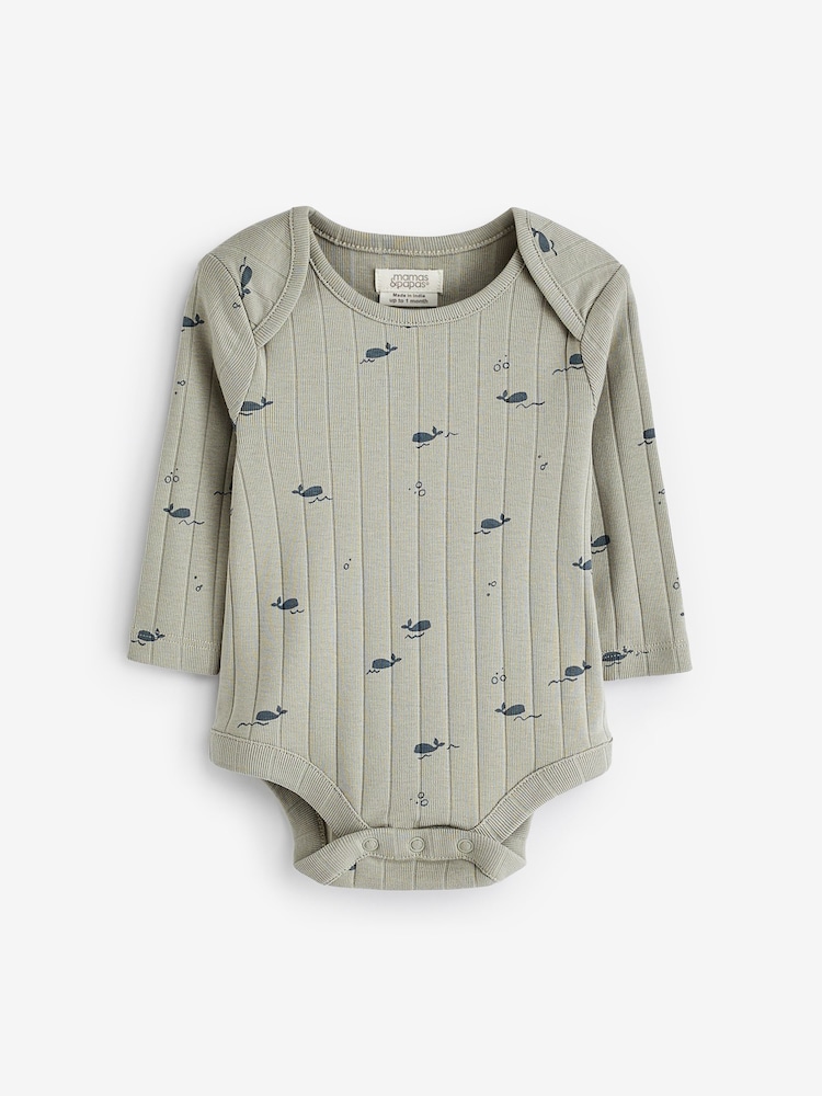 Mamas & Papas Grey 100% Cotton Whale Print All In One Set 3 Piece - Image 2 of 4