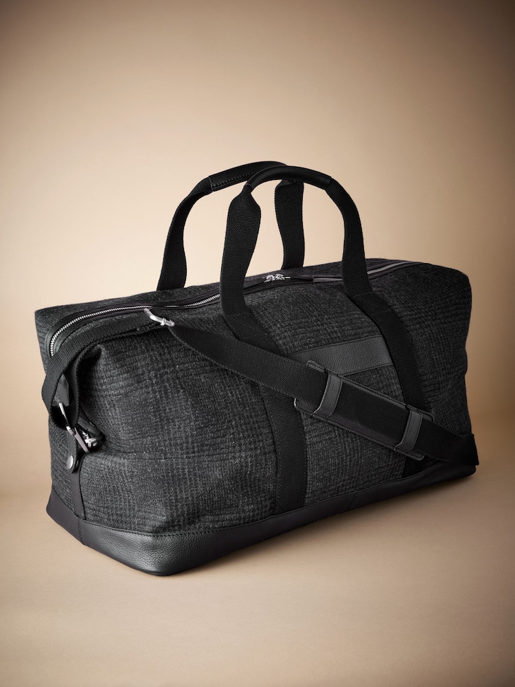 Black Monochrome Check Holdall - Image 1 of 8