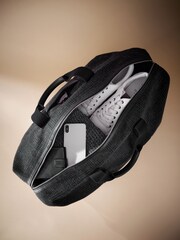 Black Monochrome Check Holdall - Image 3 of 8