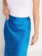 PixieGirl Petite Blue Satin Midaxi Skirt - Image 6 of 6