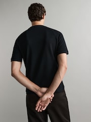 Czarny - Fred Perry Ribbed Raglan Sleeve T-Shirt - Image 2 of 4