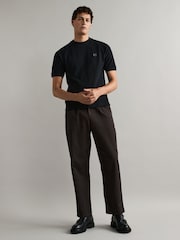 Czarny - Fred Perry Ribbed Raglan Sleeve T-Shirt - Image 3 of 4