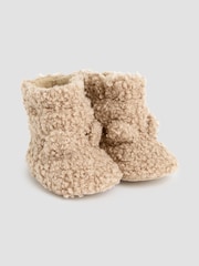 JoJo Maman Bébé Light Brown Borg Booties - Image 1 of 4
