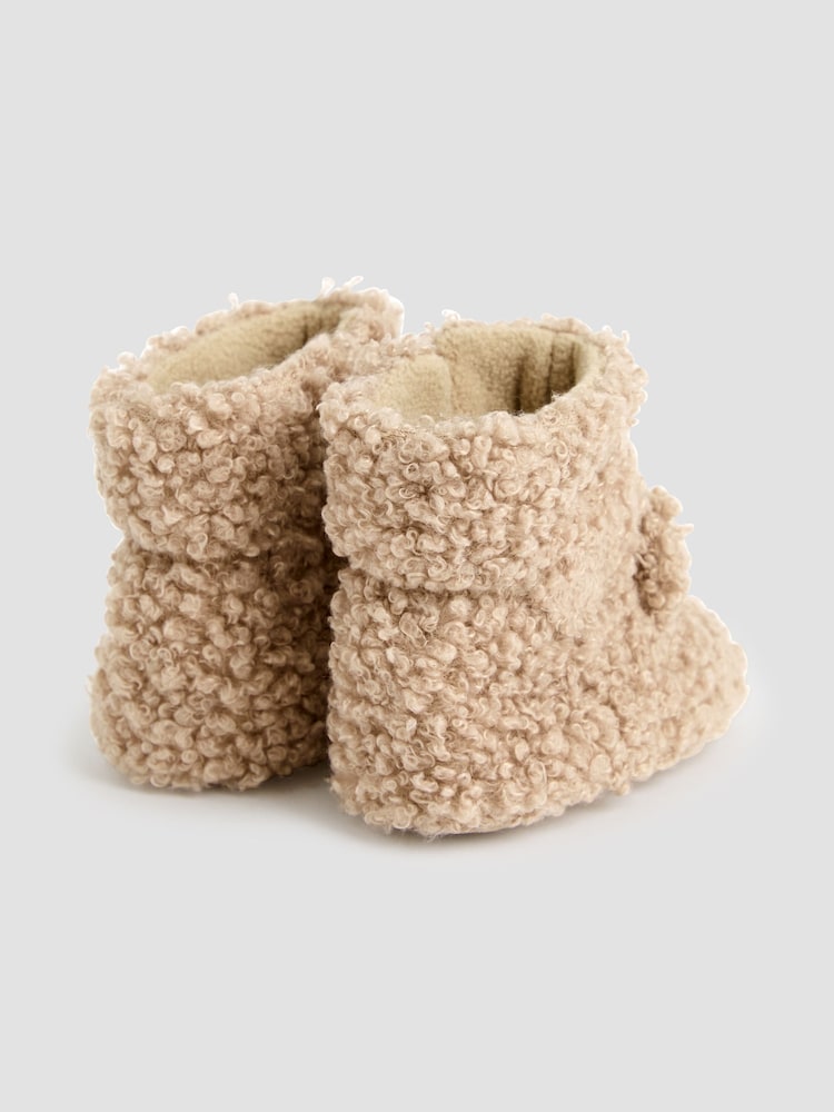 JoJo Maman Bébé Light Brown Borg Booties - Image 2 of 4
