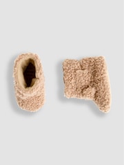 JoJo Maman Bébé Light Brown Borg Booties - Image 3 of 4