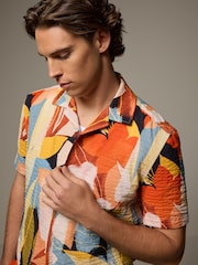 Multicolour Floral Print Textured Short Sleeve Shirt - Image 1 of 8